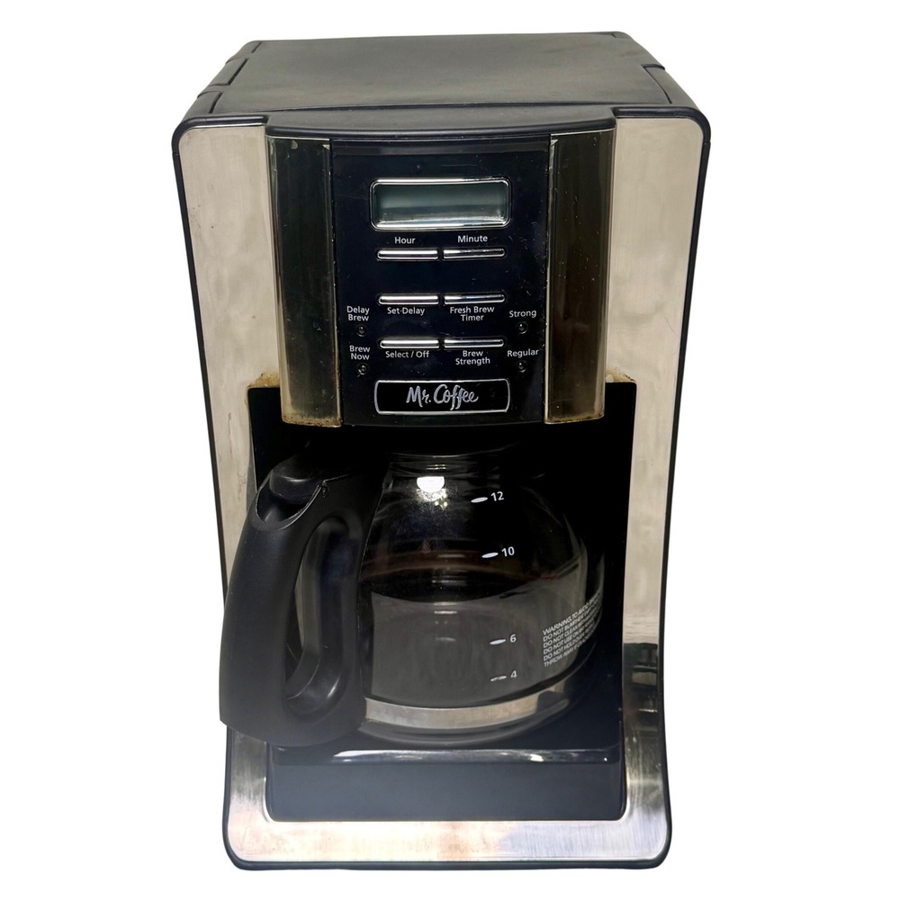 Mr. Coffee Programmable Coffee Maker Black Silver 12 Cup Brew Strength Timer